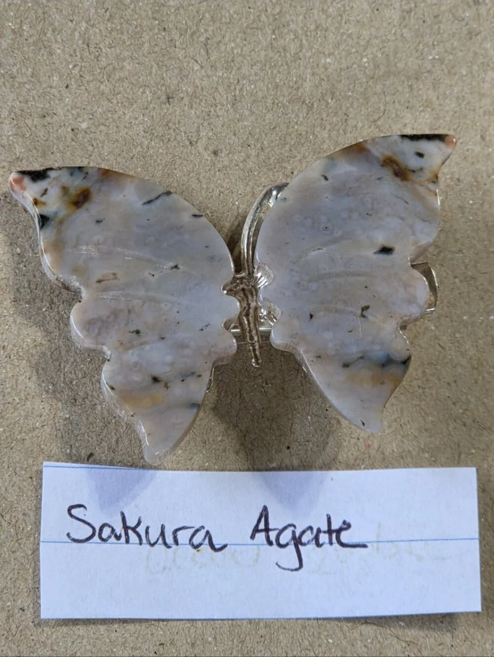 Sakura Agate/Flower Agate/Cherry Blossom Agate Butterfly Clip-Brooch-Hair Access